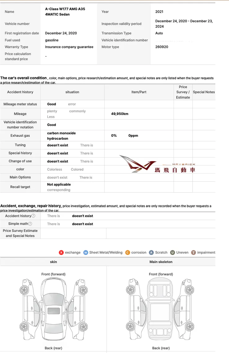 A35 Sedan韓國外匯車鑑定報告