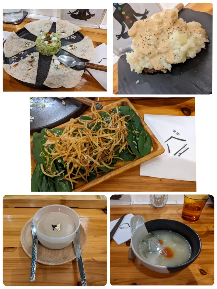 八分目：在地朋友帶我吃的素食無菜單料理，店名的意思是吃飯八分飽即可，但我們吃完有超過八分XD　店址在一個旅客不太會彎進去的巷子，感謝朋友帶我吃