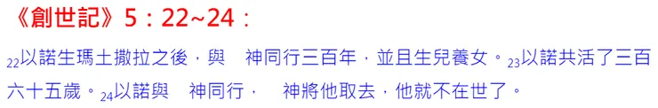 第7代先祖以諾與  神同行300年，生子生瑪土撒拉活969歲；其女拿瑪580歲嫁義人挪亞...