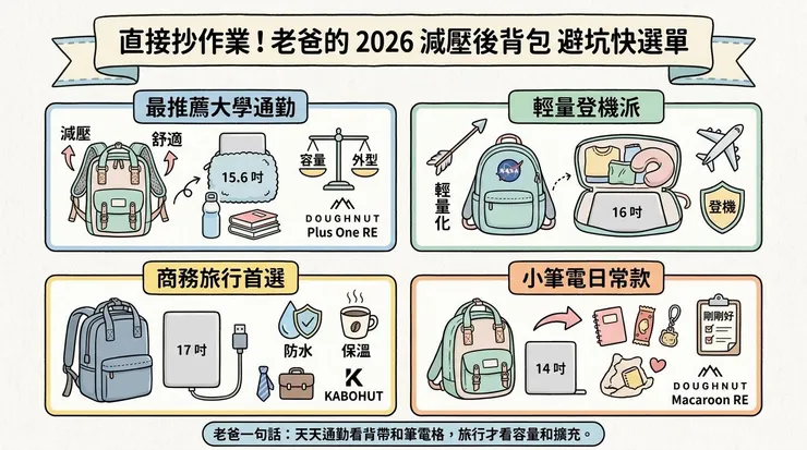 老爸的 2026 減壓後背包 避坑快選單