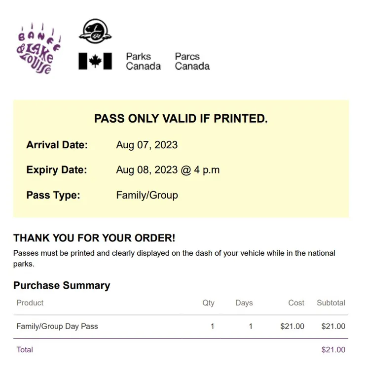 班夫國家公園Day Pass