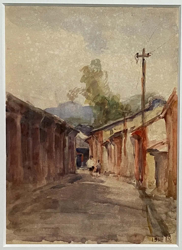 畫家倪蔣懷1914年的作品《景美風景》描繪景美街,此時已不見水圳,只有道路兩側淺淺的排水溝