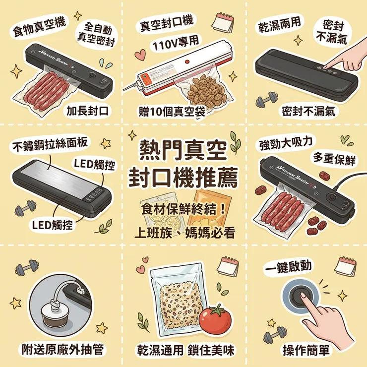 【真空封口機推薦】好市多囤肉必備！Dcard/PTT熱議評比：備餐舒肥/強勁吸力，加長封口/OH一鍵真空封口