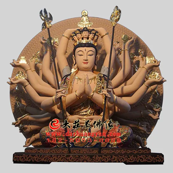 銅雕千手千眼觀音彩繪塑像
