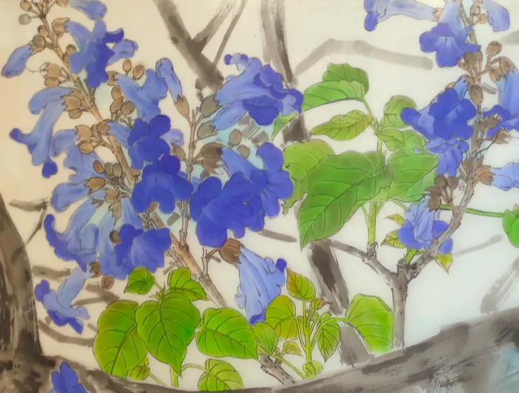  〈春律─向林玉山老師致敬／三月之晨〉局部－泡桐