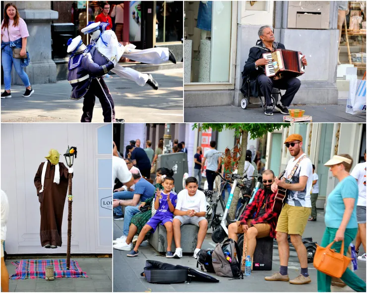 【梅爾街新古典歌德巴洛克建築風 徜徉購物舒爽甚街頭表演看不完！這裡街頭藝人的密度頗高，圖中只是局部。】