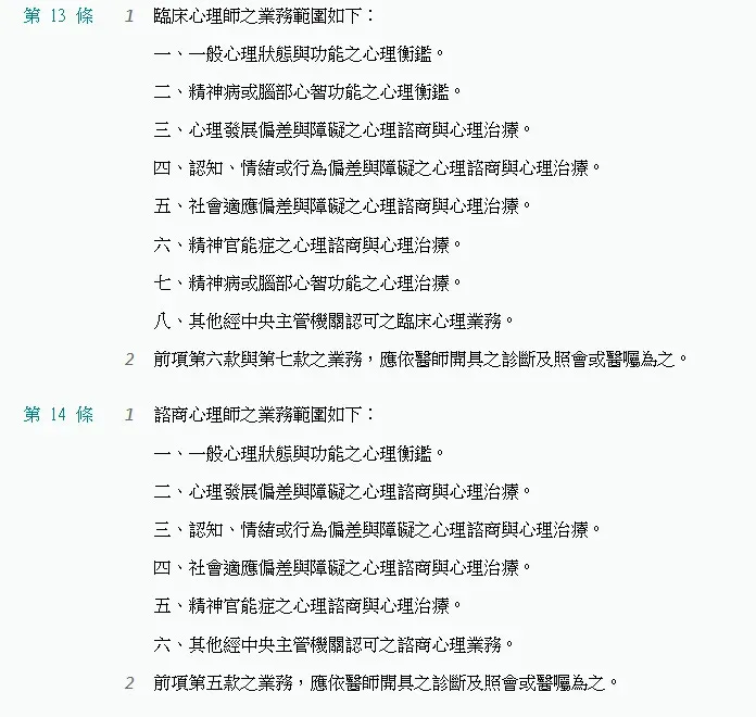 法律上規定的業務範圍