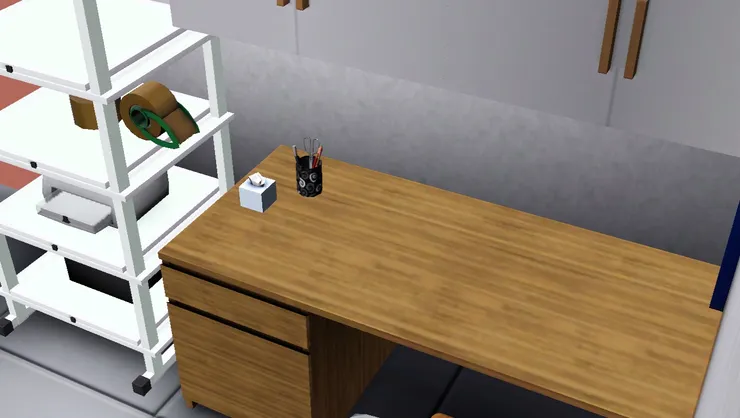 書桌也只是用了普通的木頭顏色。
