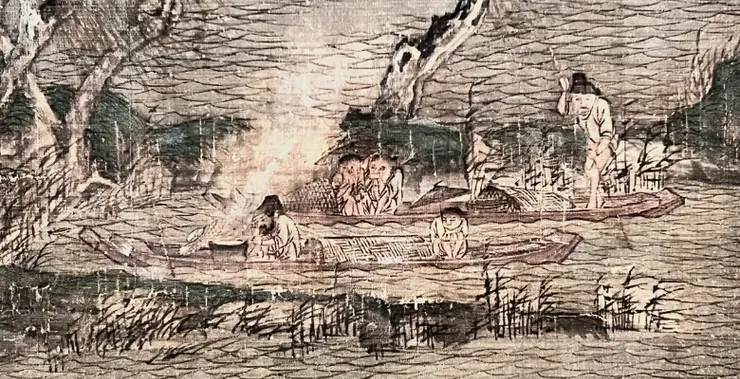 江行初雪圖 局部細節照片 作者攝於台北故宮博物院