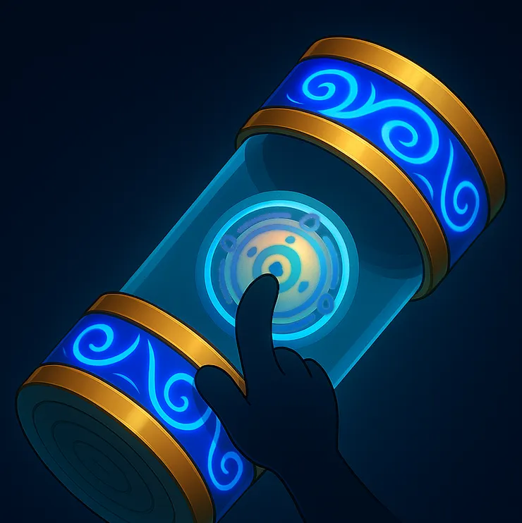 小金將手按在玻璃上，隨即浮現一個圓形符文......