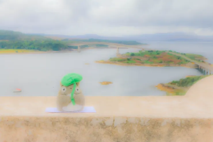 與天空島隔著一水之隔遙遙連結一景