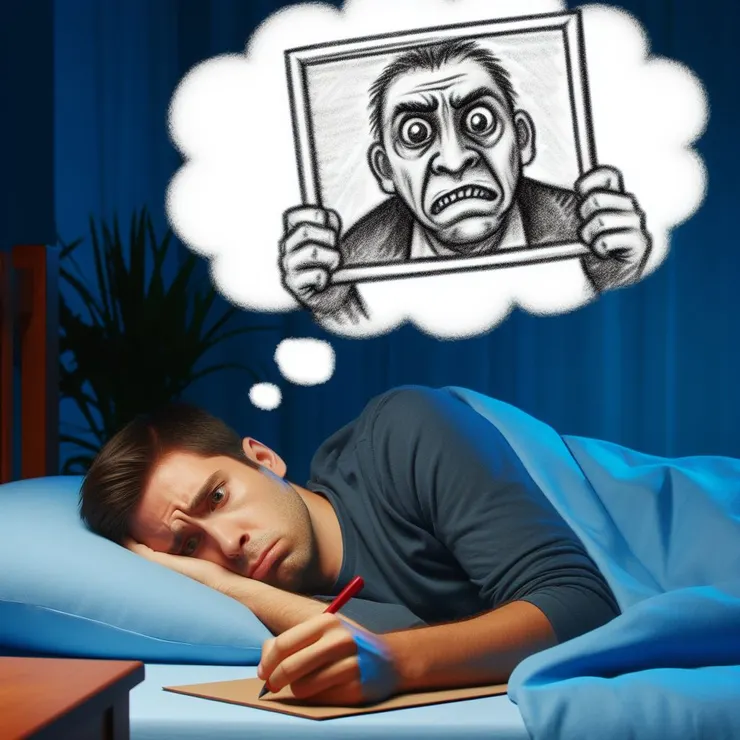 示意圖:因為擔憂而睡不著覺。(圖片來源:Copilot AI 生成圖)