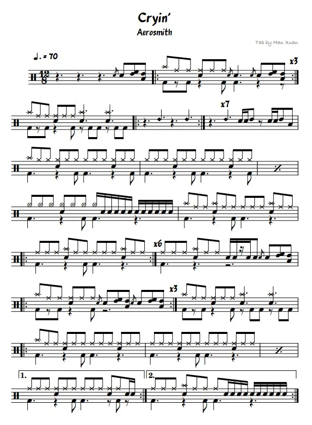 Cryin' 鼓譜p1.