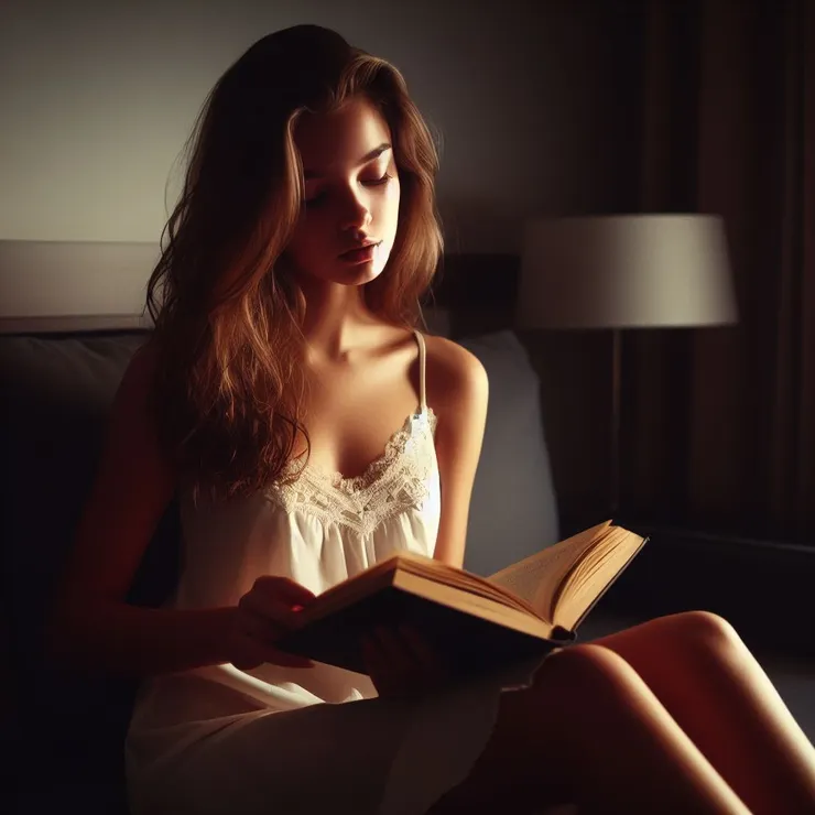 AI生圖-女孩燈下夜讀
