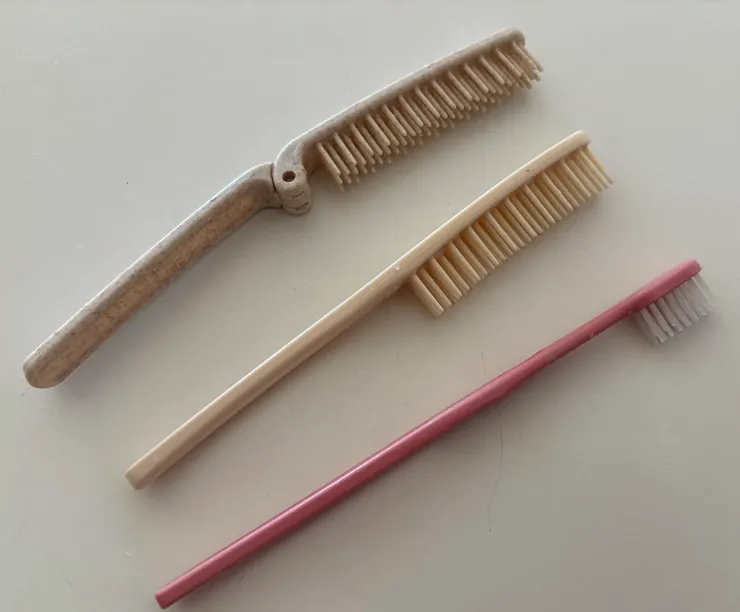 住飯店送的牙刷跟梳子，0元。