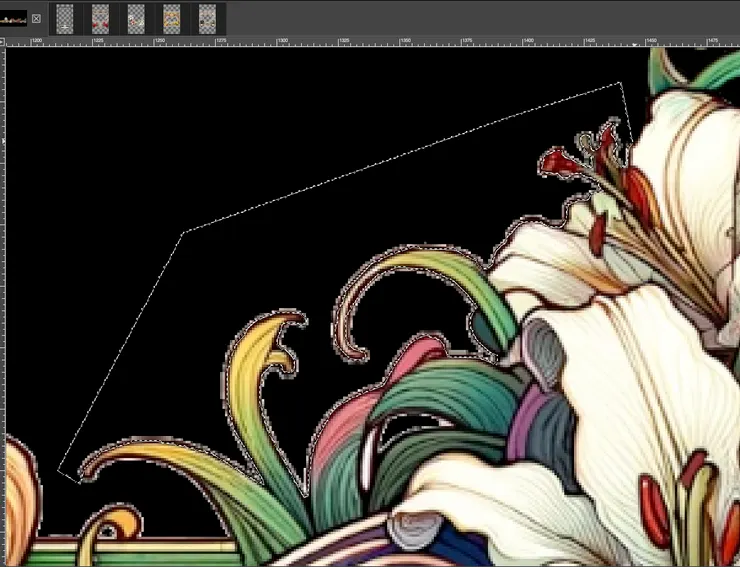 用索套工具將邊緣灰色的雜邊摳掉