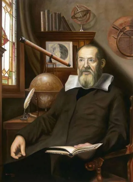 16 世紀著名的義大利天文學家伽利略，書房就擺著地球儀與望遠鏡。來源：維基百科。