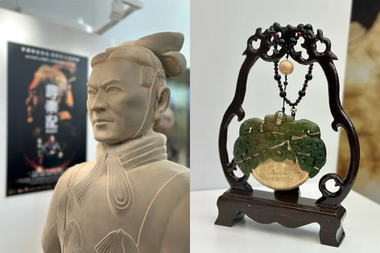 戲服道具展展出了依照項少龍樣貌製成的秦俑，還有以金繼黏好的時空接收器，要看過電影的腐女（？）才明白盤兒沉重的深情（？）