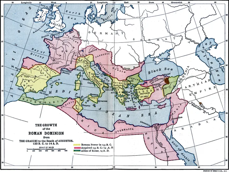 奧古斯都皇帝駕崩時的帝國疆域