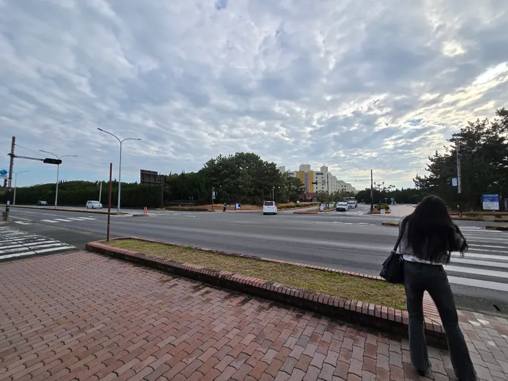 前往海洋世界的路上，今天一早是好天氣