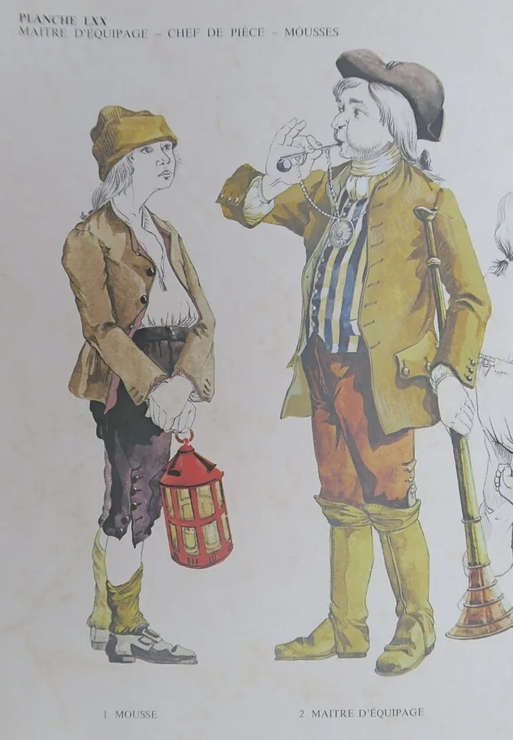 路易十六時期軍艦上的艙底侍童和船員。