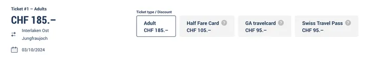 從Interlaken Ost出發的票價