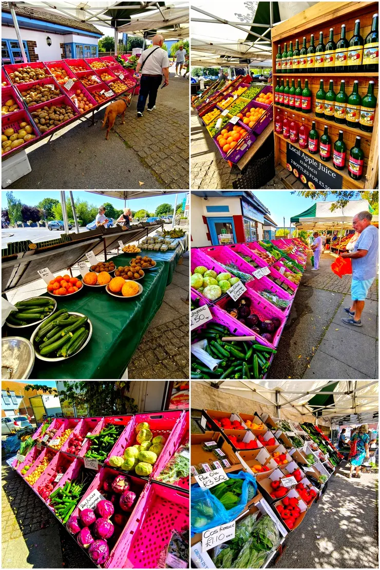 【一旁空地有鮮彩的週四小農市集！多為當季蔬果，也有農民自搾的果汁。】