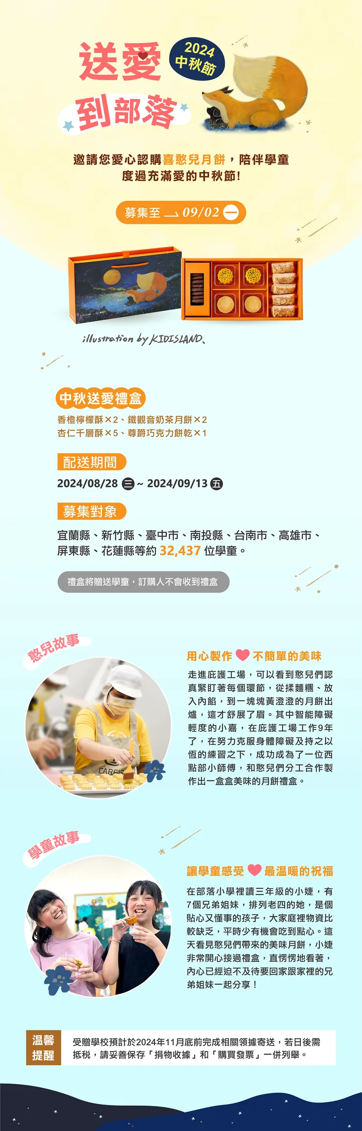 香橙檸檬酥、鐵觀音奶茶月餅......🤤，但這個自己是不會收到的喔，是給偏鄉小朋友的~