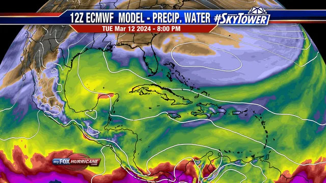 ECMWF HiRes Model Precipitable Water - MyFoxHurricane.com