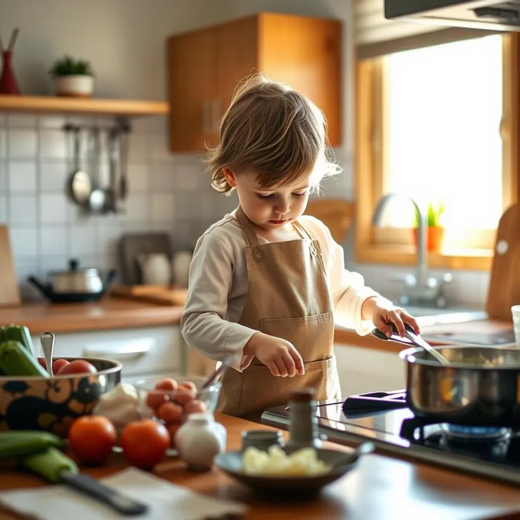 小孩自己做料理不挑食
