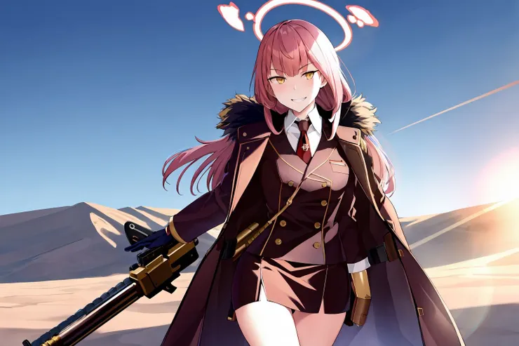 連生成這類視角都挺難，若尺寸設定橫向，往往只會生成她的上半身得意臉