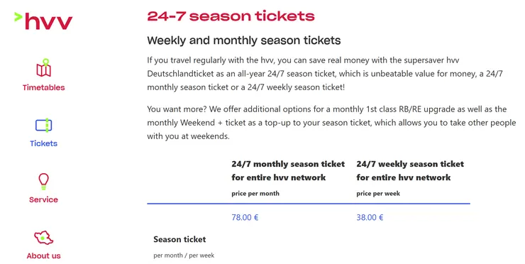 截圖自漢堡交通協會 (HVV)