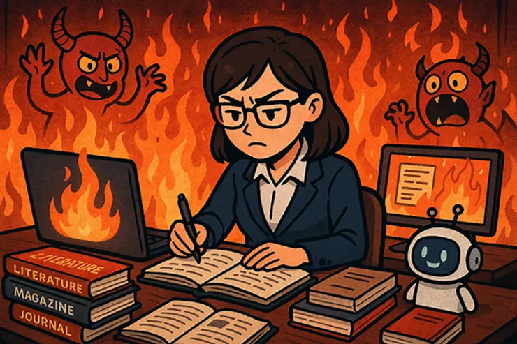 我在備課地獄,卻沒有被火燒到?!感謝身旁的Copilot協助繪製!