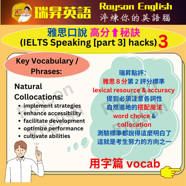 IELTS Speaking Tips - natural collocations 瑞昇英語