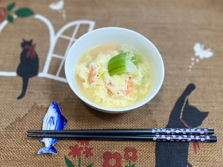 滑蛋 蝦仁 絲瓜湯