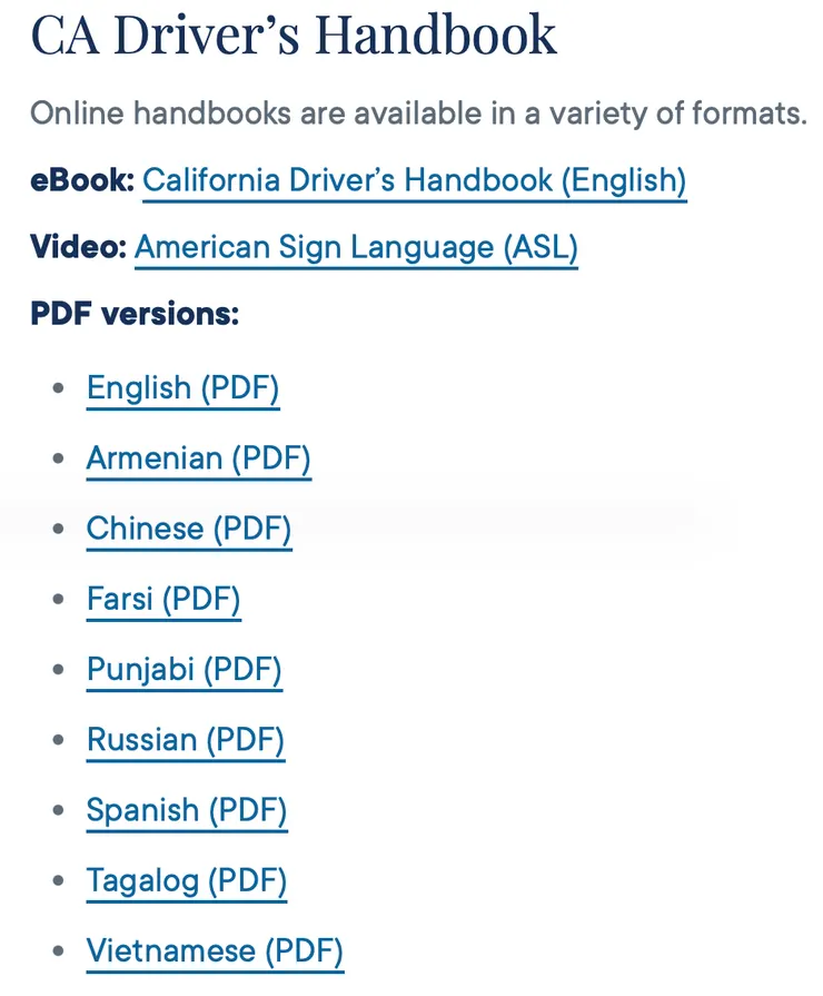 CA Driver’s Handbook