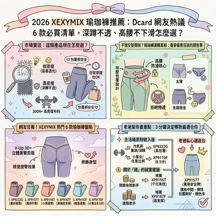 2026 XEXYMIX 瑜珈褲推薦:Dcard 網友熱議 6 款必買清單,深蹲不透、高腰不下滑怎麼選?