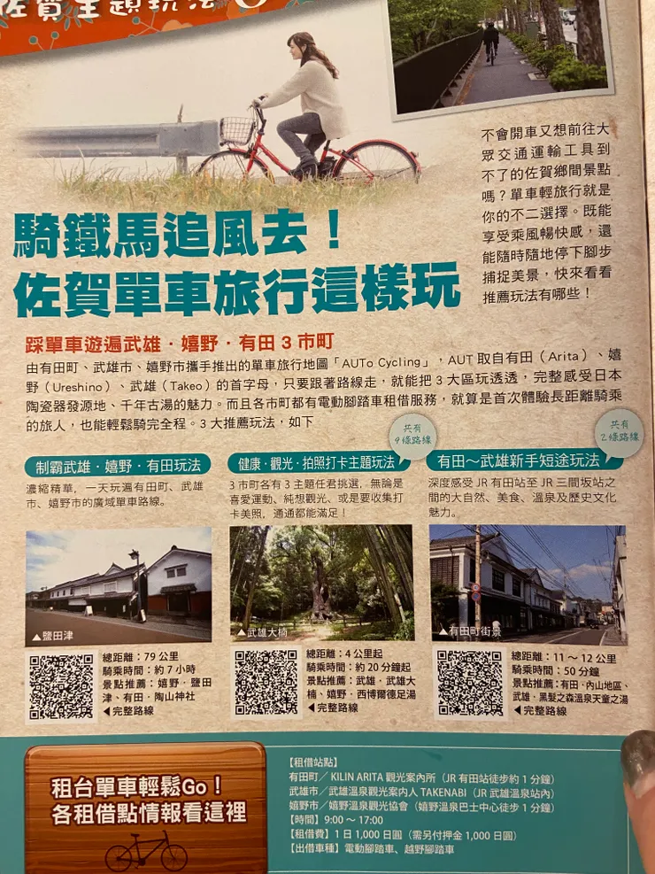 佐賀租腳踏車 各租借點情報