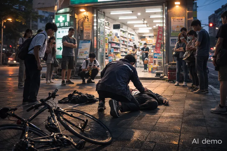 Dr陳站位不太對，應在上半身側面或頭部。但修圖太困難，請見諒。