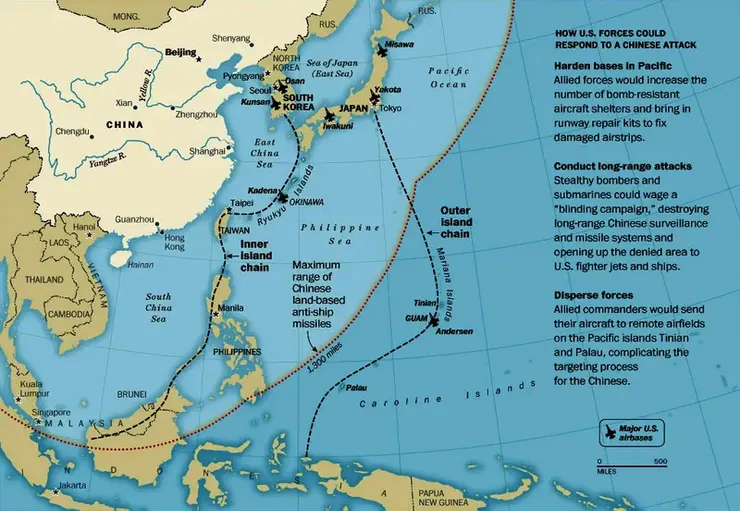即便美國海軍受中共區域拒止能力影響，美國可利用駐日及駐菲海軍陸戰隊，進行空中偵察及海上火力投射，替美國海軍艦尋找安全航線。（圖片擷取自美國外交學者網站），圖片網址：https://def.ltn.com.tw/article/breakingnews/4217936