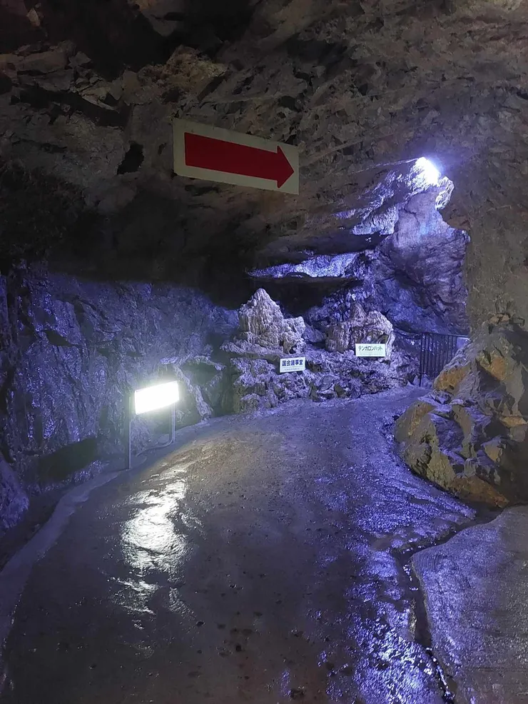 箭頭後面有一條超陡的樓梯，沿著樓梯走下去後看到的風景也特別漂亮