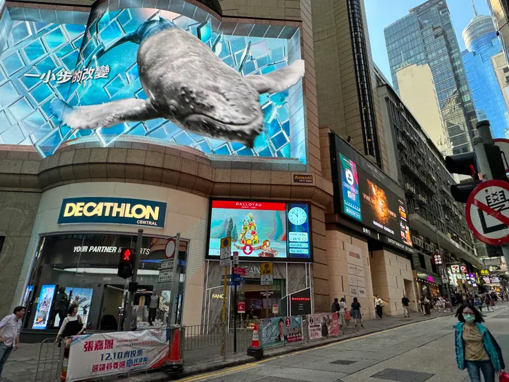 蘭桂坊的廣告牆換成3D撥放，但人潮不再