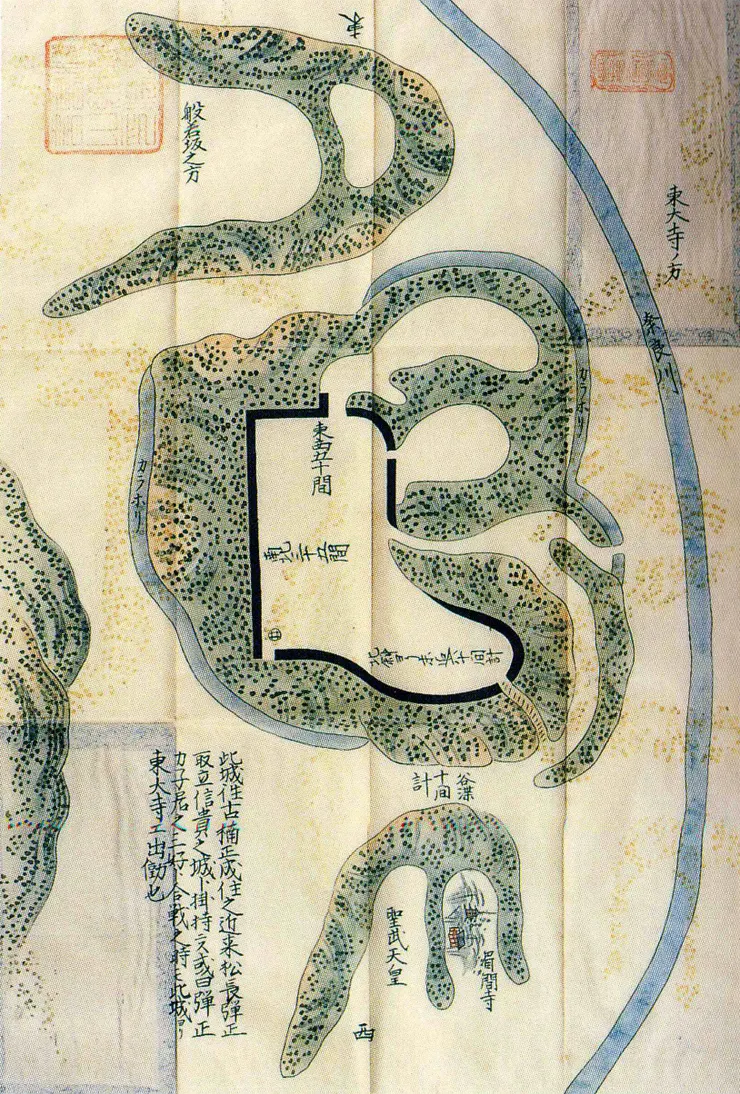 淺野文庫典蔵〈大和國多聞城諸國古城之圖〉。