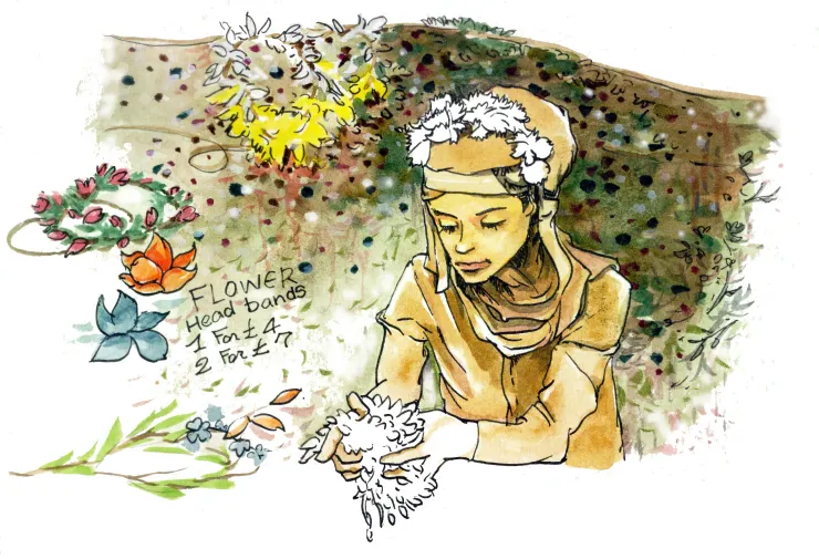 如果從諾丁山地鐵站出來，走到Portobello 市集末端，就會看到這攤美麗的頭花圈賣店