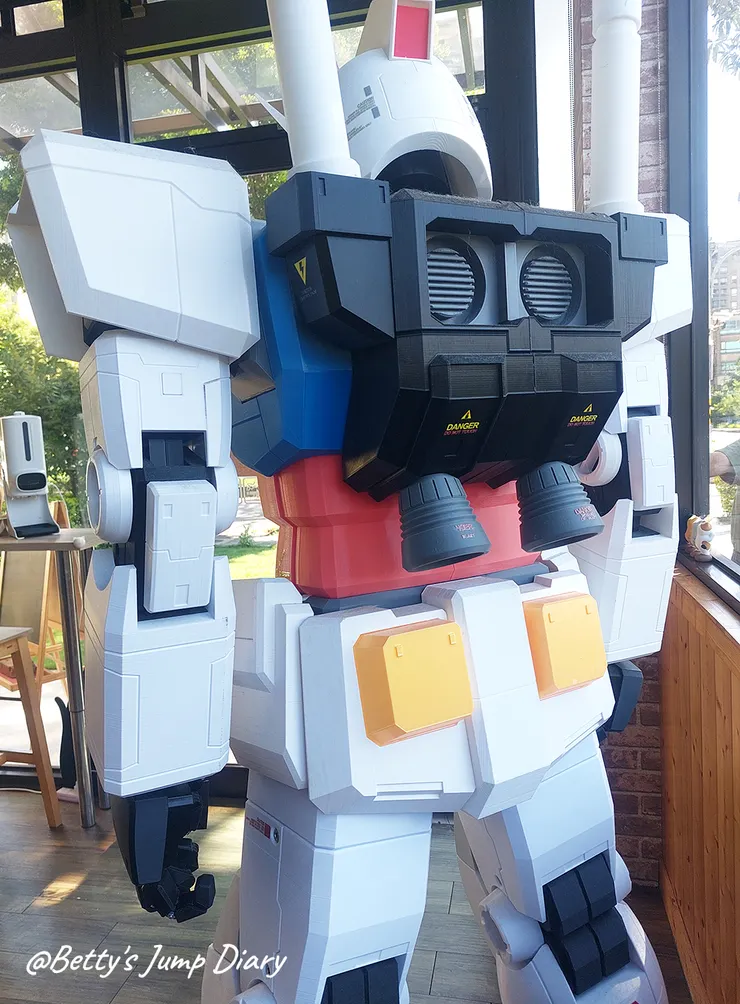 ▲貓角落 CAT Corner-跟人一樣高的鋼彈 /圖片來源：Betty's Jump Diary