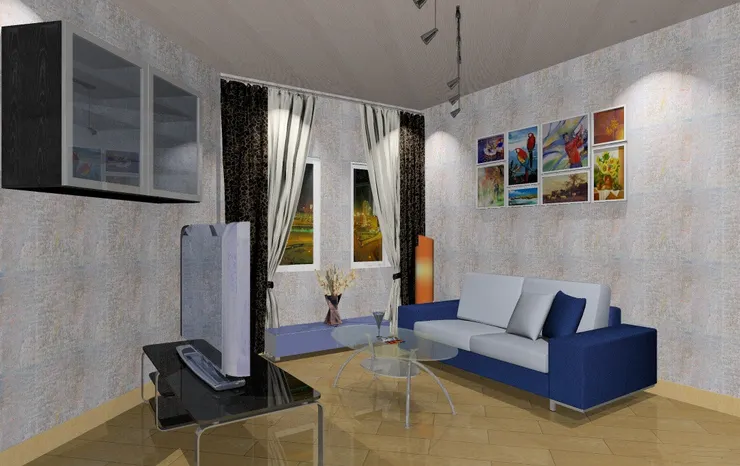 我想了很久電視和沙發該怎麼放，一定有一個不能靠牆，後來決定犧牲電視。