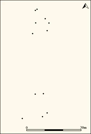 九塊石頭排的平面圖（資料來源：桑迪·傑拉德的GPS調查）
