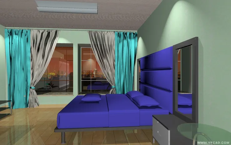 我今次用的蜜瓜綠的牆身，配灰加藍的窗簾，感覺清新高雅，但床的顏色沒法選擇，就紫色最好看了。