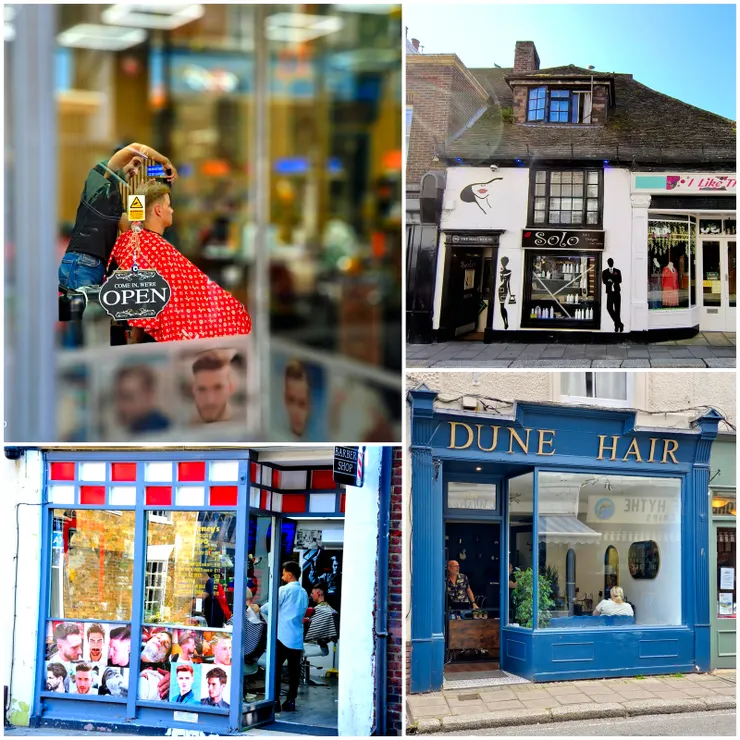 【晨昏街巷靜寂惟餐飲理容有人氣！短短一條高街，男、女理容店少說有4、5家，而且生意不惡，英人都如此注重儀容？