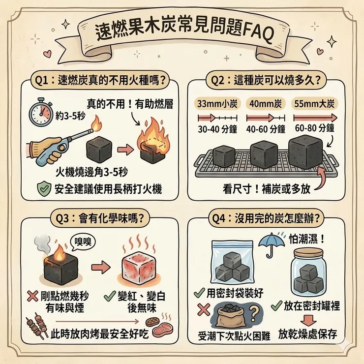 速燃果木炭常見問題FAQ